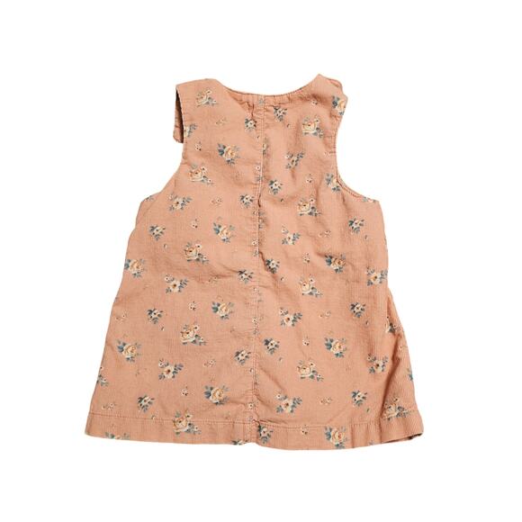 Angel Dear Baby Dress – 6–12 Months – Peach Floral with Snap Straps & Side Snaps - Picture 2 of 6